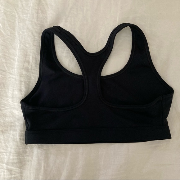 Nike Women's Black Sports Bra with White Logo - Picture 2 of 3